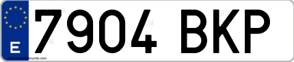 Ejemplo de matrícula de coche ordinaria 7904 BKP