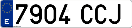 Ejemplo de matrícula de coche ordinaria 7904 CCJ