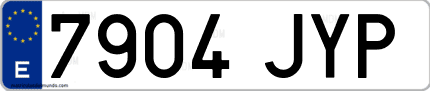 Ejemplo de matrícula de coche ordinaria 7904 JYP