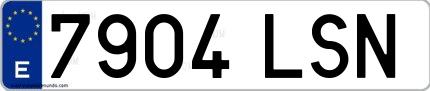 Ejemplo de matrícula española 7904 LSN