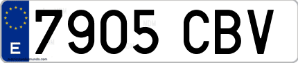 Ejemplo de matrícula de coche ordinaria 7905 CBV