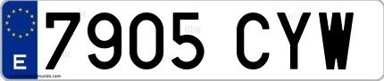 Ejemplo de matrícula española 7905 CYW