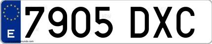 Ejemplo de matrícula española 7905 DXC