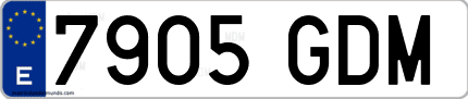 Ejemplo de matrícula de coche ordinaria 7905 GDM