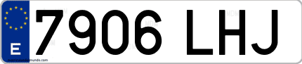 Ejemplo de matrícula de coche ordinaria 7906 LHJ