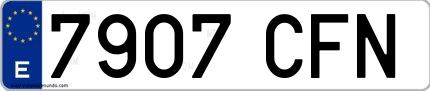 Ejemplo de matrícula española 7907 CFN