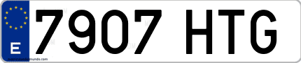 Ejemplo de matrícula de coche ordinaria 7907 HTG