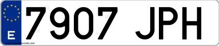 Ejemplo de matrícula española 7907 JPH