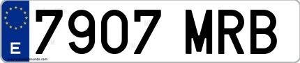 Ejemplo de matrícula española 7907 MRB