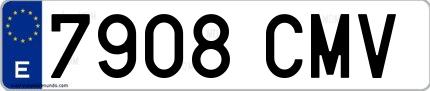 Ejemplo de matrícula española 7908 CMV