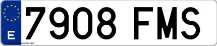 Ejemplo de matrícula española 7908 FMS