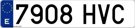 Ejemplo de matrícula española 7908 HVC