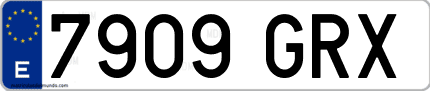Ejemplo de matrícula de coche ordinaria 7909 GRX