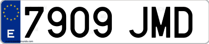 Ejemplo de matrícula de coche ordinaria 7909 JMD