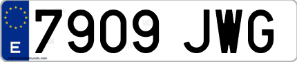 Ejemplo de matrícula de coche ordinaria 7909 JWG