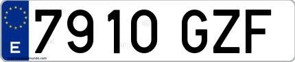Ejemplo de matrícula española 7910 GZF
