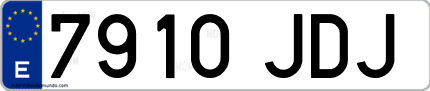 Ejemplo de matrícula de coche ordinaria 7910 JDJ