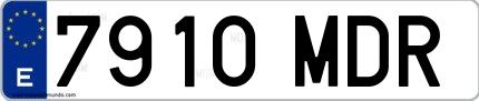 Ejemplo de matrícula española 7910 MDR