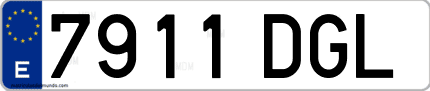 Ejemplo de matrícula de coche ordinaria 7911 DGL