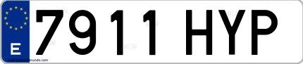 Ejemplo de matrícula española 7911 HYP