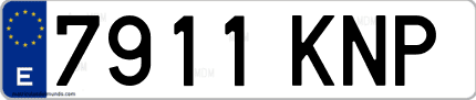 Ejemplo de matrícula de coche ordinaria 7911 KNP