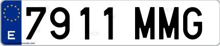 Ejemplo de matrícula española 7911 MMG