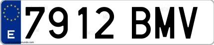 Ejemplo de matrícula española 7912 BMV