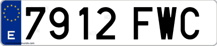 Ejemplo de matrícula de coche ordinaria 7912 FWC