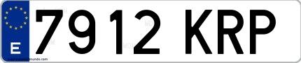Ejemplo de matrícula española 7912 KRP