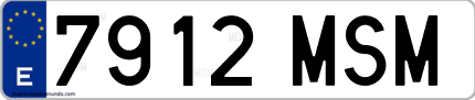 Ejemplo de matrícula de coche ordinaria 7912 MSM