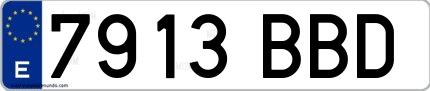 Ejemplo de matrícula española 7913 BBD