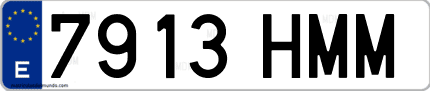 Ejemplo de matrícula de coche ordinaria 7913 HMM