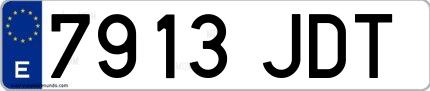Ejemplo de matrícula española 7913 JDT