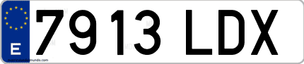 Ejemplo de matrícula de coche ordinaria 7913 LDX
