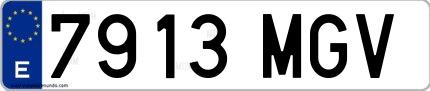 Ejemplo de matrícula española 7913 MGV