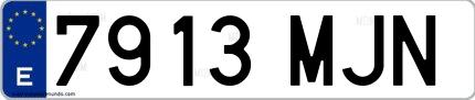 Ejemplo de matrícula española 7913 MJN