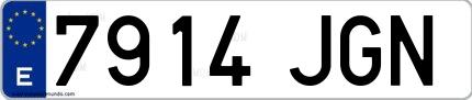 Ejemplo de matrícula española 7914 JGN
