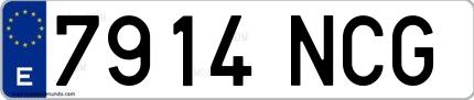 Ejemplo de matrícula española 7914 NCG
