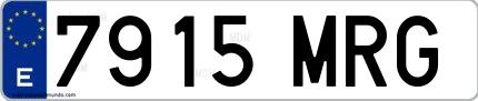 Ejemplo de matrícula española 7915 MRG