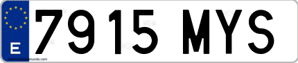Ejemplo de matrícula de coche ordinaria 7915 MYS