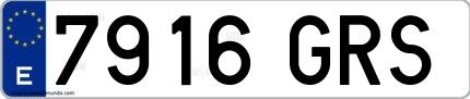 Ejemplo de matrícula española 7916 GRS