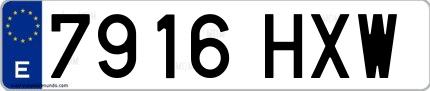Ejemplo de matrícula española 7916 HXW