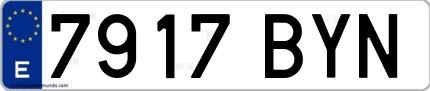 Ejemplo de matrícula española 7917 BYN