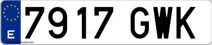 Ejemplo de matrícula española 7917 GWK