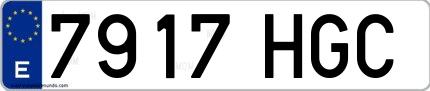 Ejemplo de matrícula española 7917 HGC