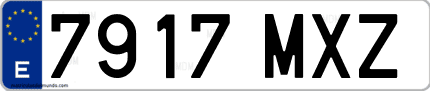 Ejemplo de matrícula de coche ordinaria 7917 MXZ