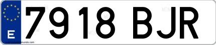 Ejemplo de matrícula española 7918 BJR