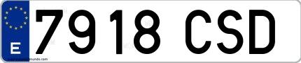 Ejemplo de matrícula española 7918 CSD