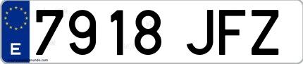 Ejemplo de matrícula española 7918 JFZ