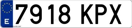 Ejemplo de matrícula española 7918 KPX